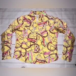 Icikuls Large Colorful Chain Print Women's Top, Lightweight, Unique Pattern,Cute